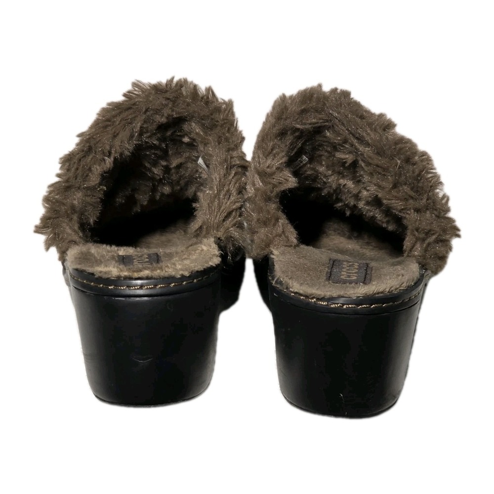 Crocs Cobbler Eva  Womens Size 6 Clogs Brown Suede Faux Fur Wedge Heel Mule - Picture 4 of 6